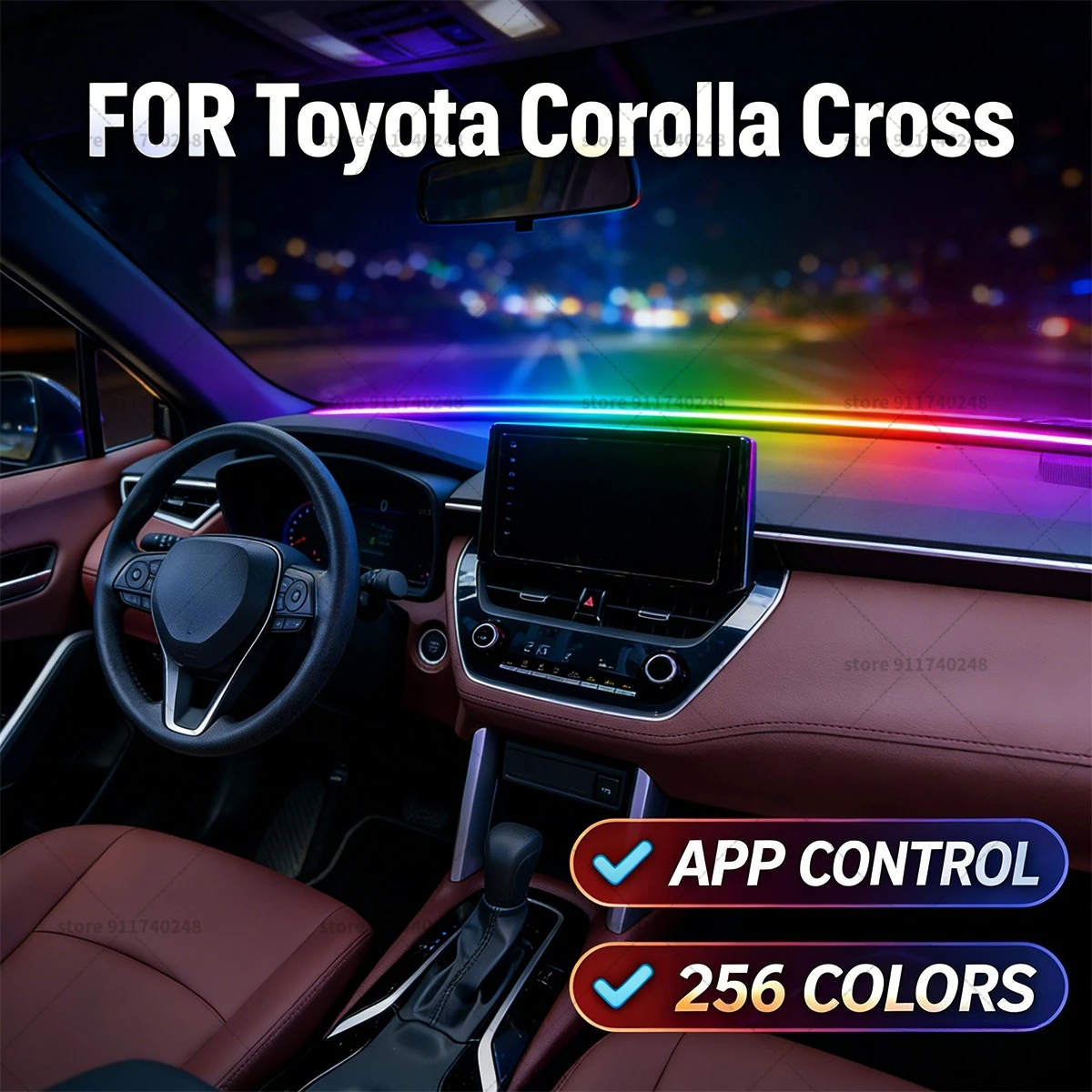 

For Toyota Corolla Cross Automotive decoration light strip, colorful acrylic front windshield soundproofing strip