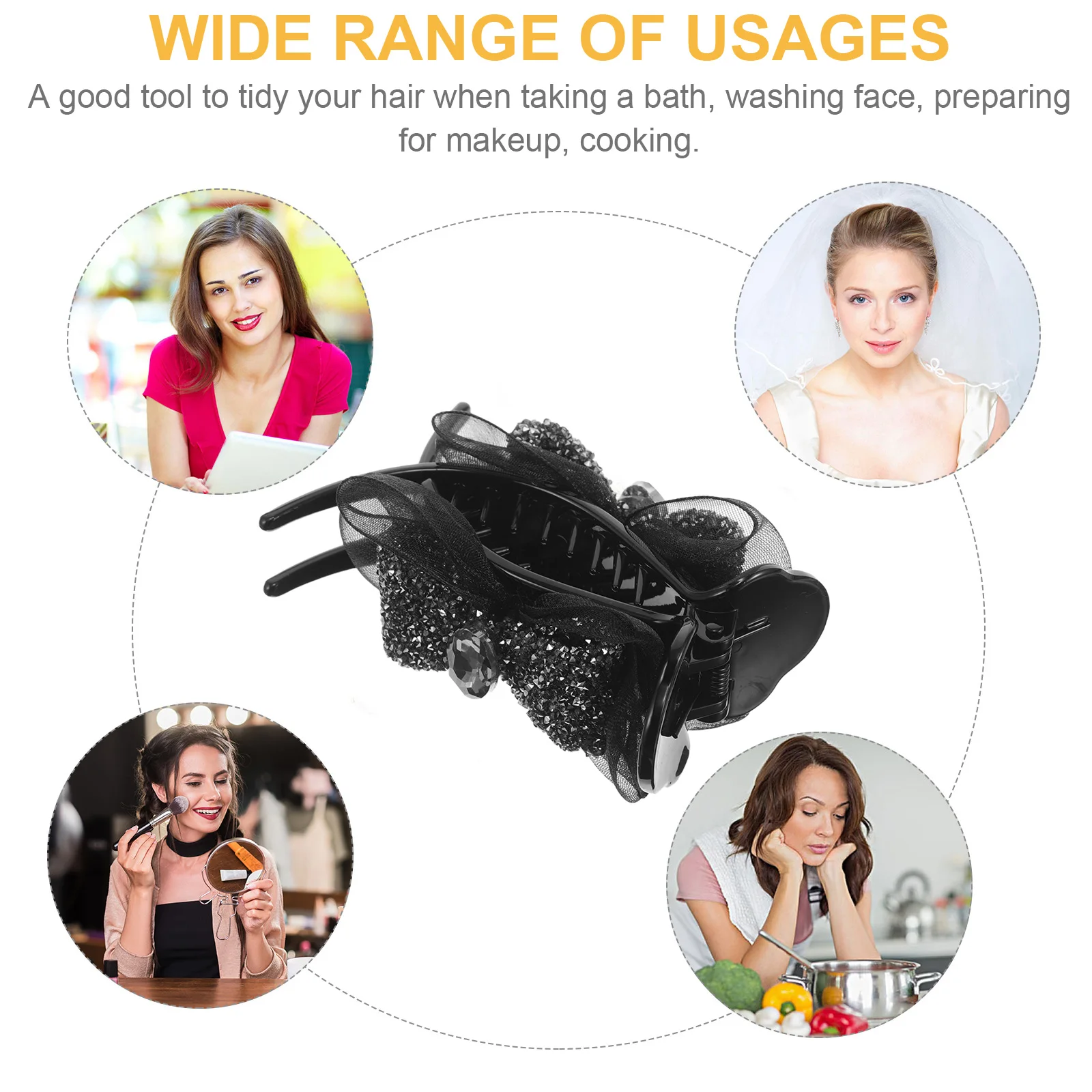 

Bow Hairpin Rhinestone Clips Women Cute Accessories Claw Barrettes Ponytail Bride Hair Decorations Fashionable Bridesmaid Hair