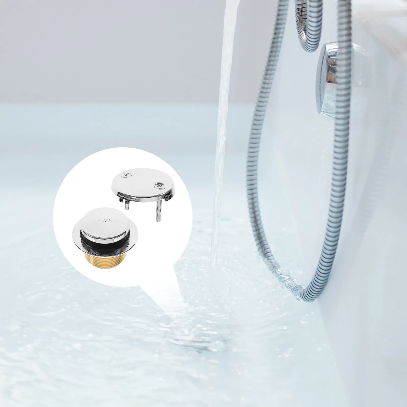 

1Set Bathtub Drain Kit Stainless Steel Copper Overflow Faceplate Replacement Waste Drain Plug Stopper Bathroom Tub