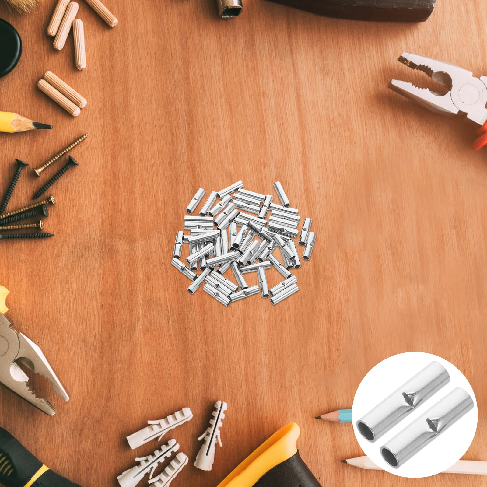 

100Pcs Wire Terminal Crimp Connectors Galvanized Tubular Design Low Contact Resistance for Automotive Electrical Marine Wiring