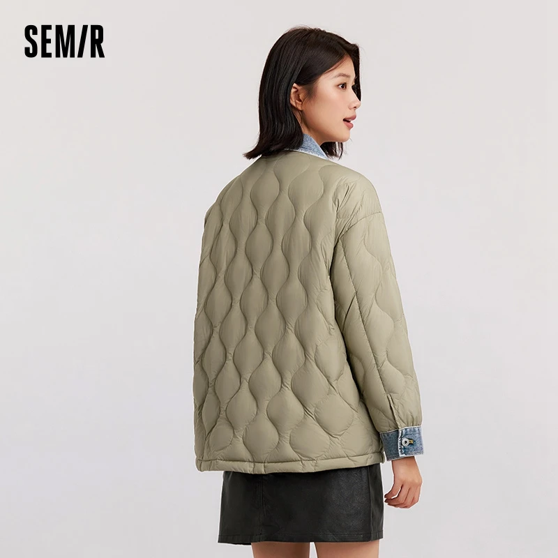 Semir Down Jacket Women Mid-Length Waterproof Patchwork 2024 New Winter Antistatic Loose Outerwear Down Jacket