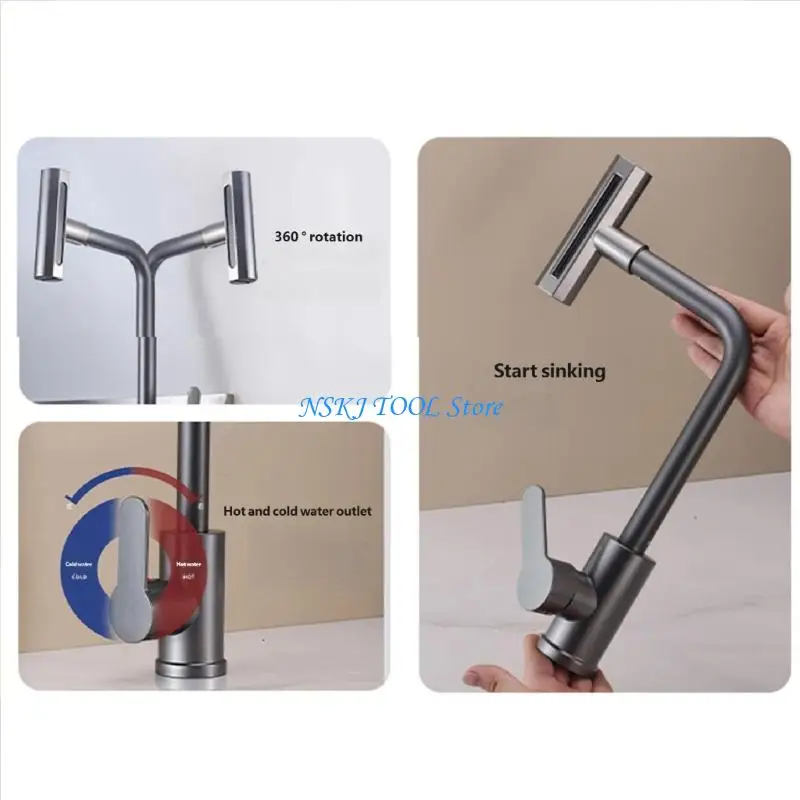 L8RC 360 Degree Swivels Easily mount Hot Cold Water Mixer Single Handle Sink Faucet