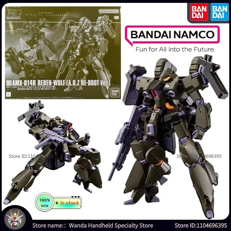 ชุดโมเดลของแท้จาก Bandai AMX-014R Reben-Wolf A.O.Z รุ่น RE-BOOT โมเดลฟิกเกอร์อนิเมะแบบประกอบเอง ของเล่นสะสมสำหรับเด็กผู้ชาย
