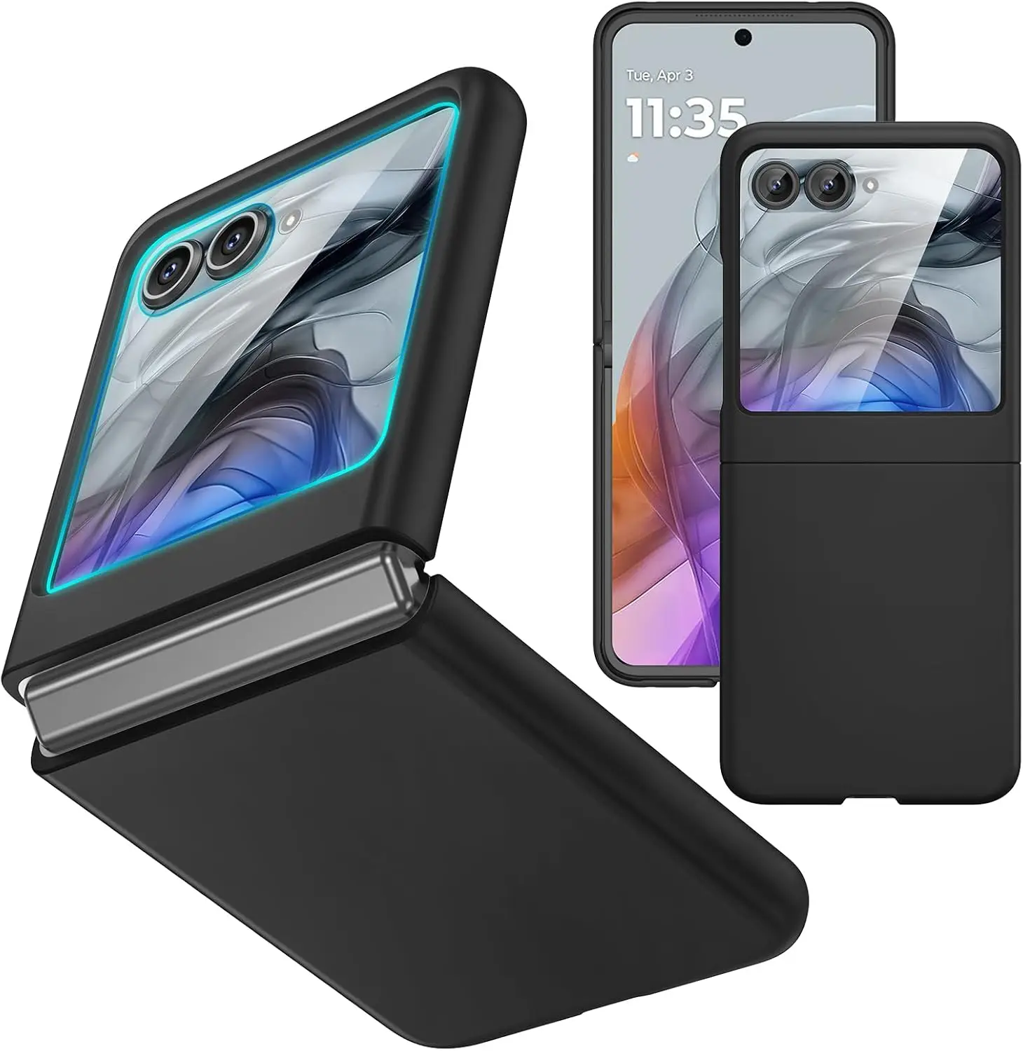 

Slim Hard Case for Motorola Razr 2024/2025 with Built-in Screen Protector and Wireless Charging, Black