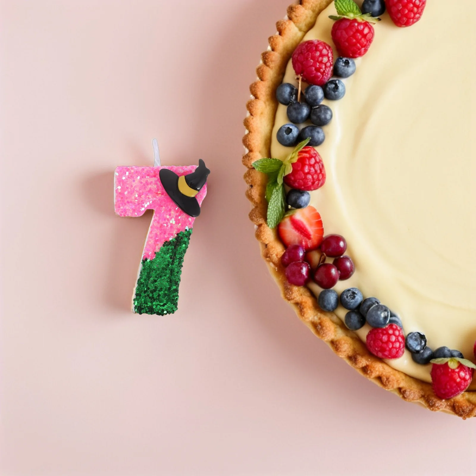 Creative Birthday Number 7 Glittered Wizard Hat Style for Cake Topper 7 Birthday Celebration Party Decor Anniversary