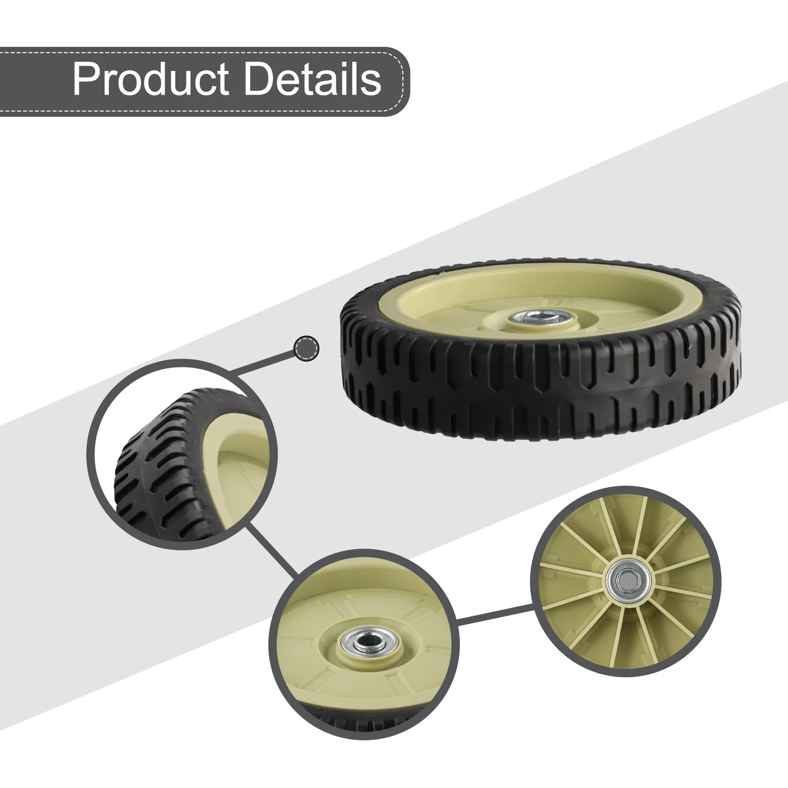 1pcs Lawn Mower Wheel Rubber Wheel Diameter 19.5cm Efficient Hand Push Lawn Mower Versatile Wheel Front And Rear Wheels