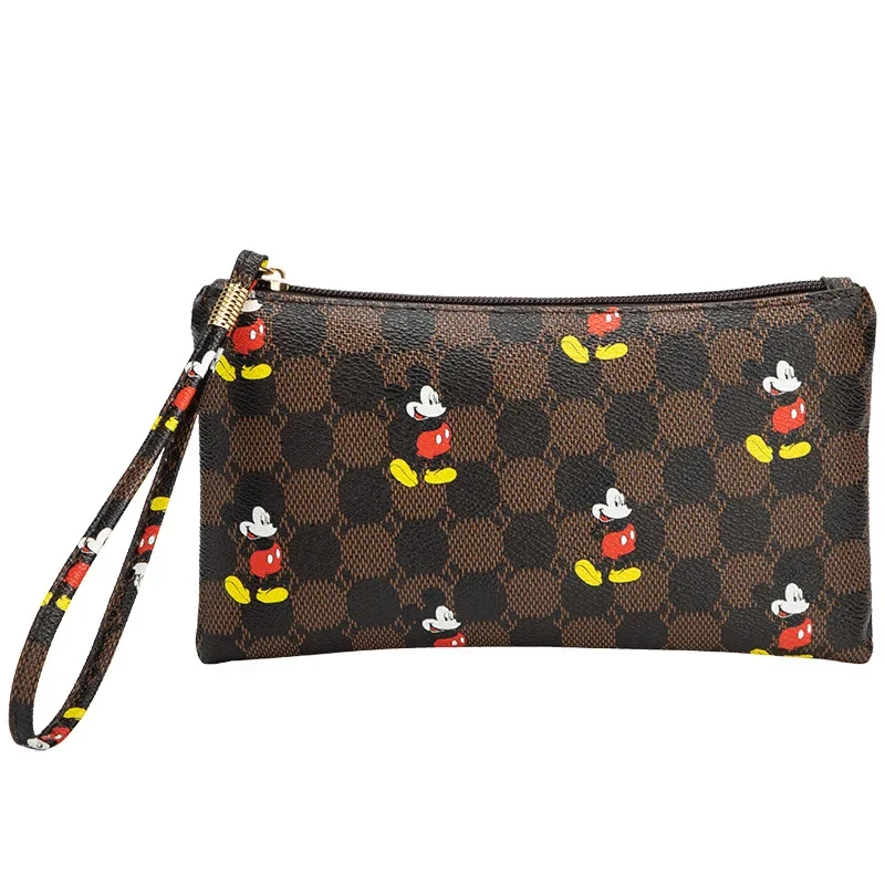 Disney Fashion Mobile Wallet Cute Cartoon Mickey Pattern Printed Handheld Leather Bags Kids Portable Zero Wallet Holiday Gifts