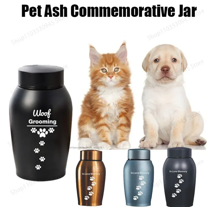 

Stainless Steel pets Urns Cat Dog Bird small animal Cremation Ashes Urn Sealed Funeral with Paws Engraved Souvenir Jar For Pet