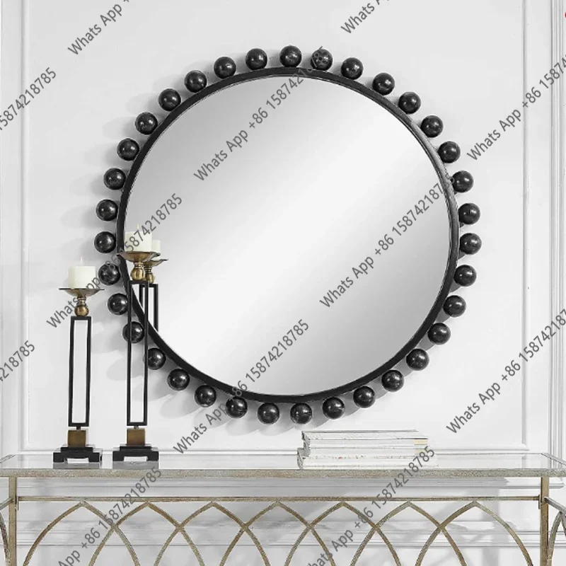 Round Mirror Wrought Iron Mirror Can Be Hung With Hemp Rope With Beauty Bathroom Mirror Belt Table Art Small Wall Pattern X