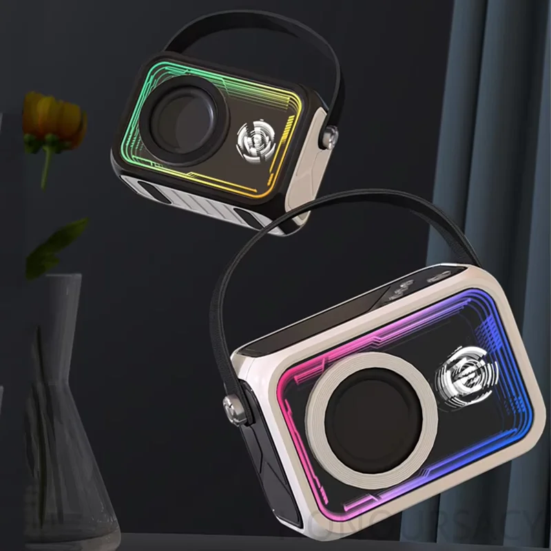 ألف طبقة مرآة سمّاعات بلوتوث لاسلكي ملون Boomboxs مرآة مضيئة أضواء RGB مضخم صوت محمول TF مشغل MP3