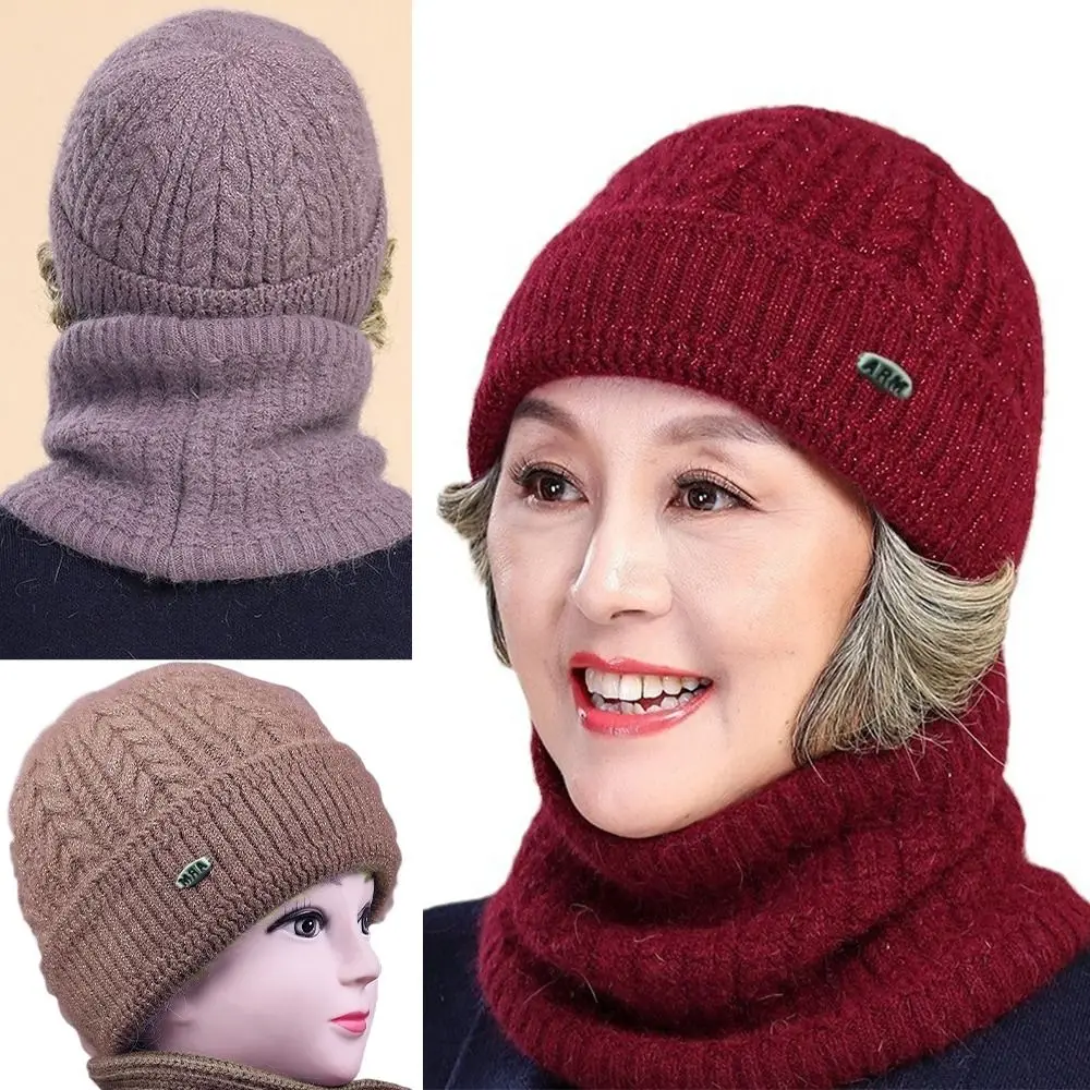 Outdoor Winter Warm Knitted Beanies Windproof Thick Warm Hat Neck Warmer Set Gift Ear Protection Winter Hat Scarf Set Unisex