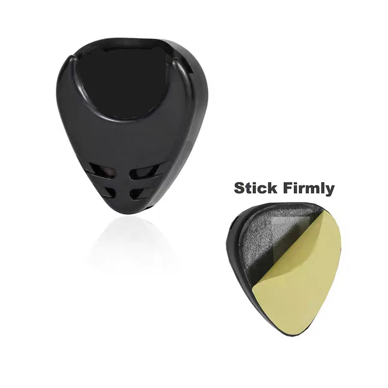 Heart Pick Box Guitar Pick Holder Plastic Plectrum Case Mediator Quick Storage Self Adhesive Triangle Shape Music Accessories