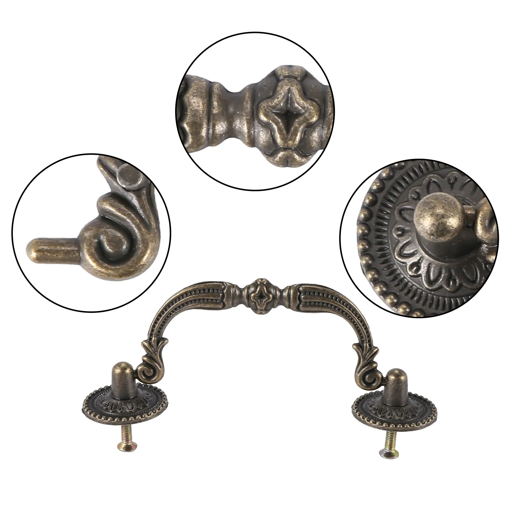 มือจับลิ้นชักประตูตู้ทองเหลืองโบราณ 100 มม