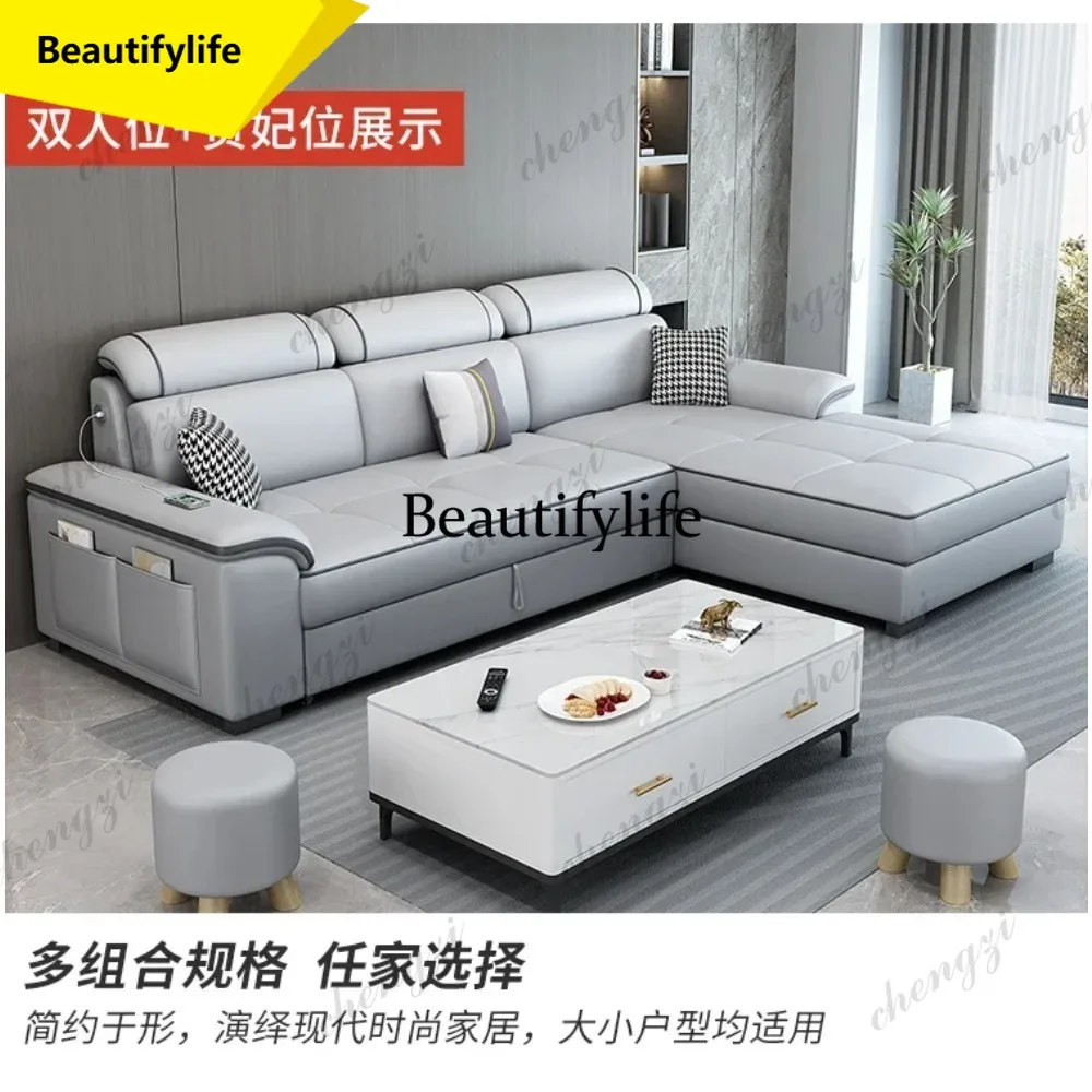 

A53 Minimalist Double Sofa Genuine Leather Sectional Living Room Sofas Convertible Designer Armchair Nordic Muebles Lounge