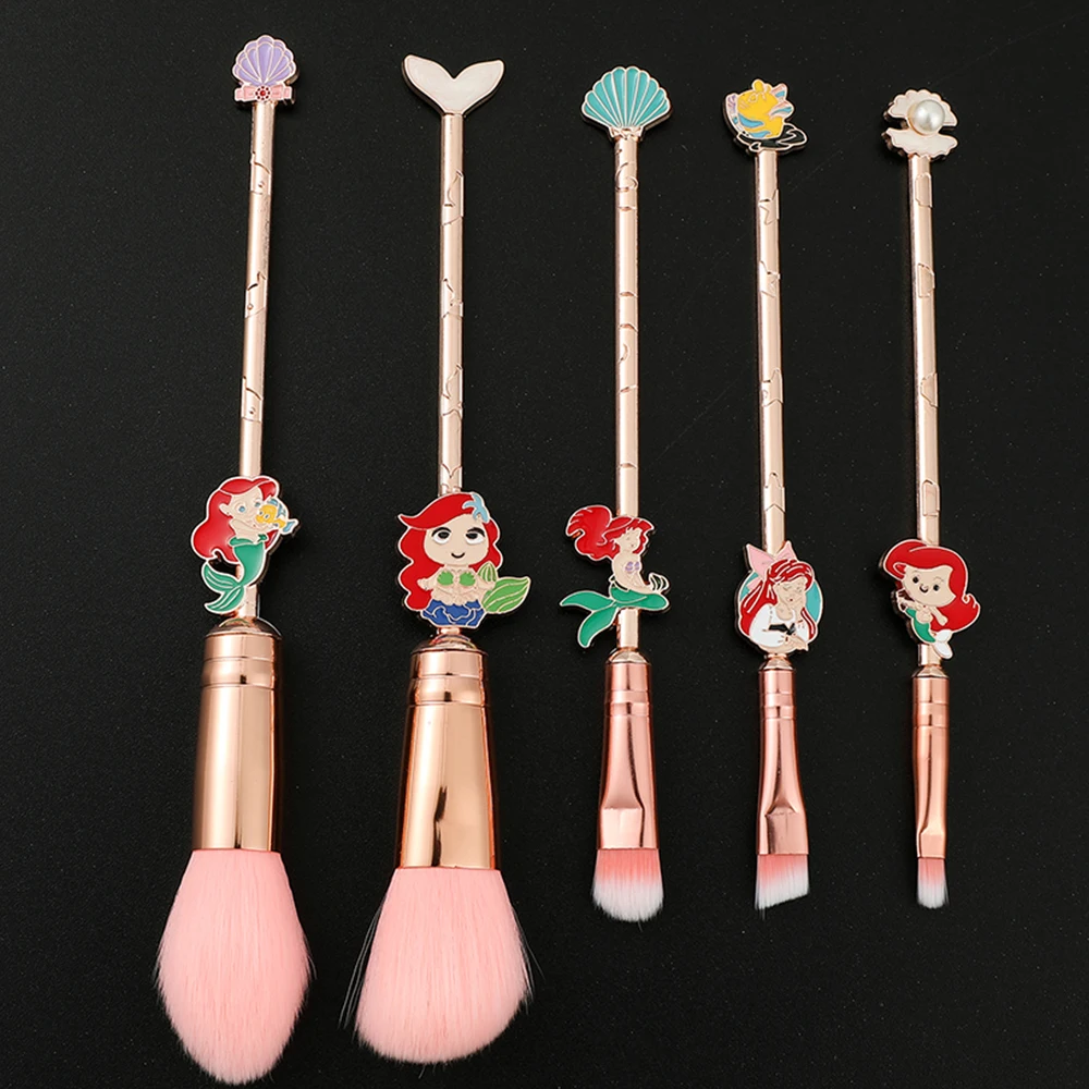 5Pcs/Set Princess Collection The Little Mermaid Makeup Brush Kawaii Ariel Eye Shadow Brush Blending Beauty Make Up Tool Toy Gift