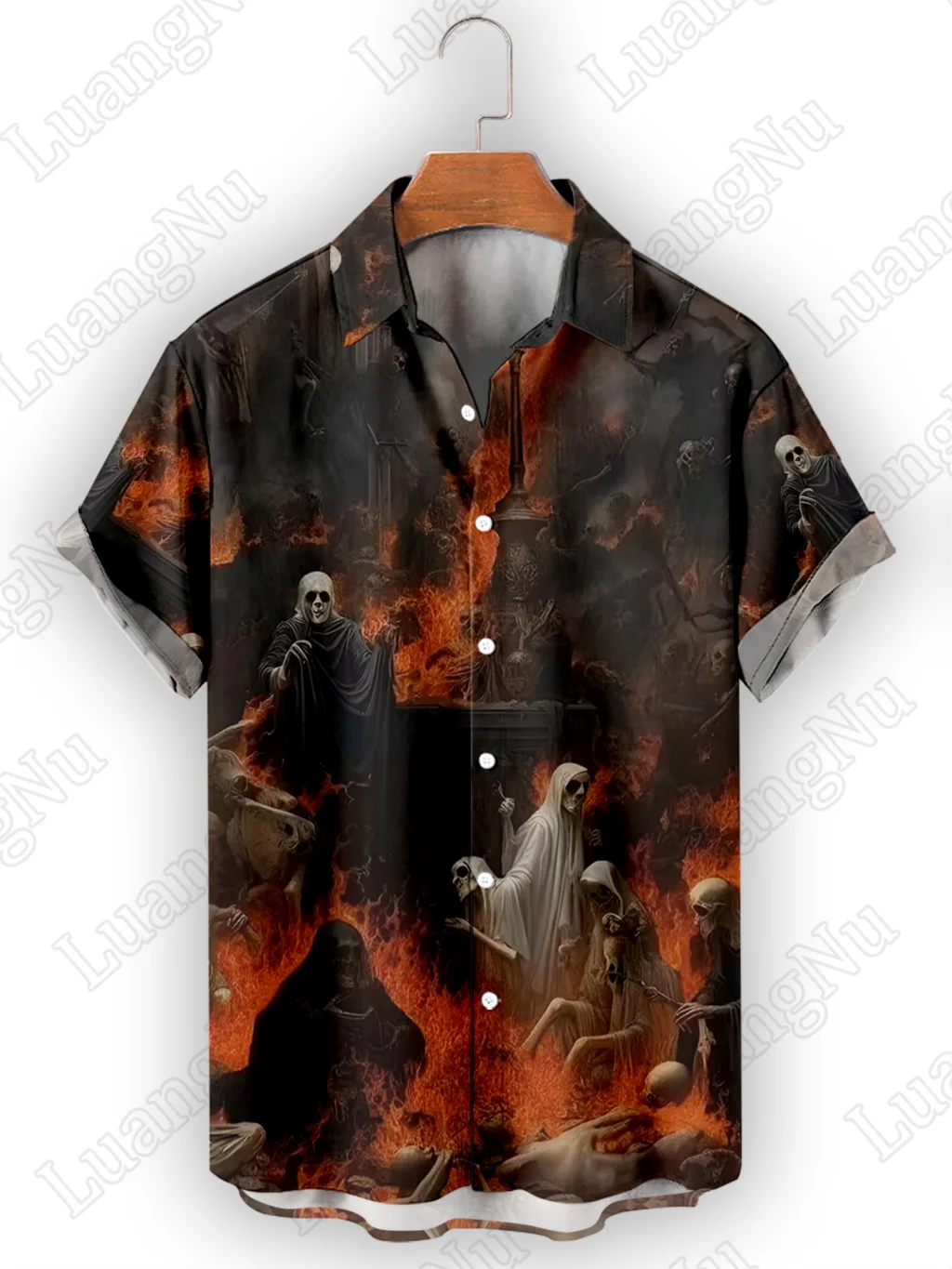 

Halloween Shirt Man Holiday Causal High Quality Button Up Shirt Men Women Fashion Oversized Ghost Festival Shirts for Men