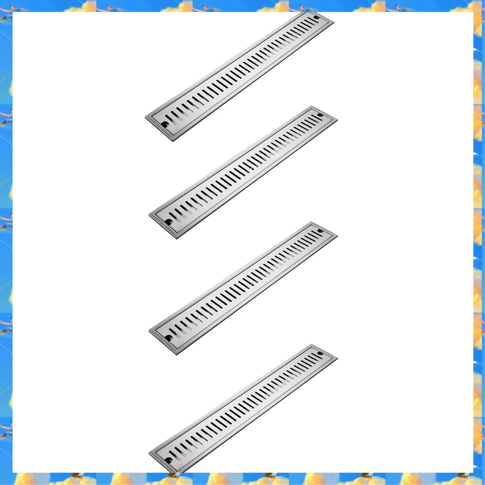 FTS 4X Rectangular Linear Shower Floor Drain Long Linear Drainage Channel Drain For Hotel Bathroom Kitchen Floor 20Cm