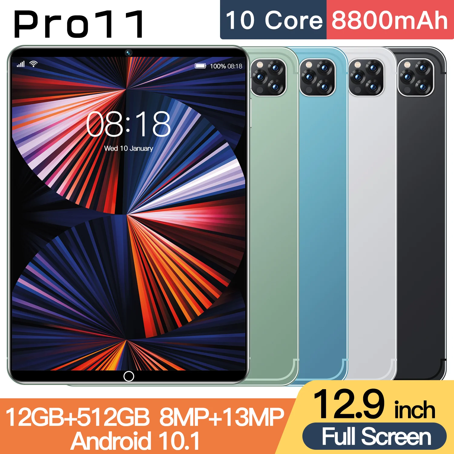 

2024 Global Edition Pro11 10-inch Android12 Tablet 12GB/512GB Octa-Core Bluetooth5.0 5G/4G WiFi OTG GPS 1280x800 Popular Tablets