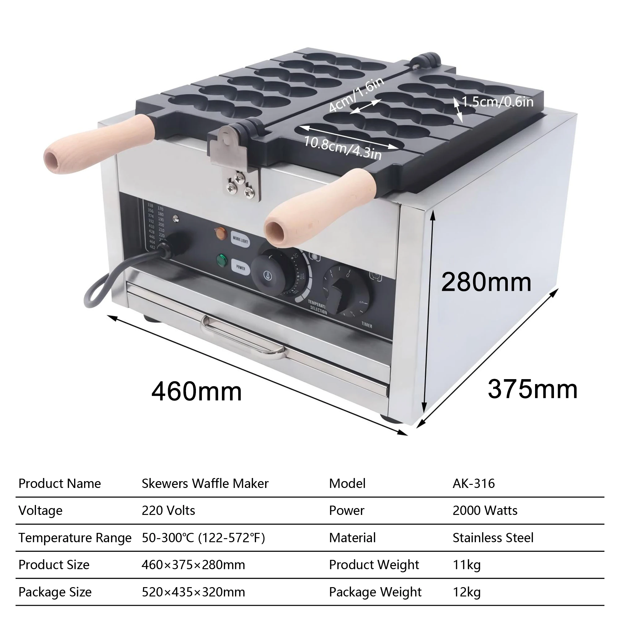 Non-Stick Commercial Bubble Skewer Waffle Machine Stick Waffle Maker Electric Lollipop Waffle Maker for Restaurants