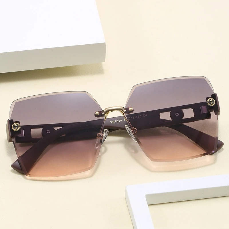 

Солнцезащитные очки без оправы с линзами для ПК, женские модные роскошные солнцезащитные очки премиум-класса большого размера унисекс ​