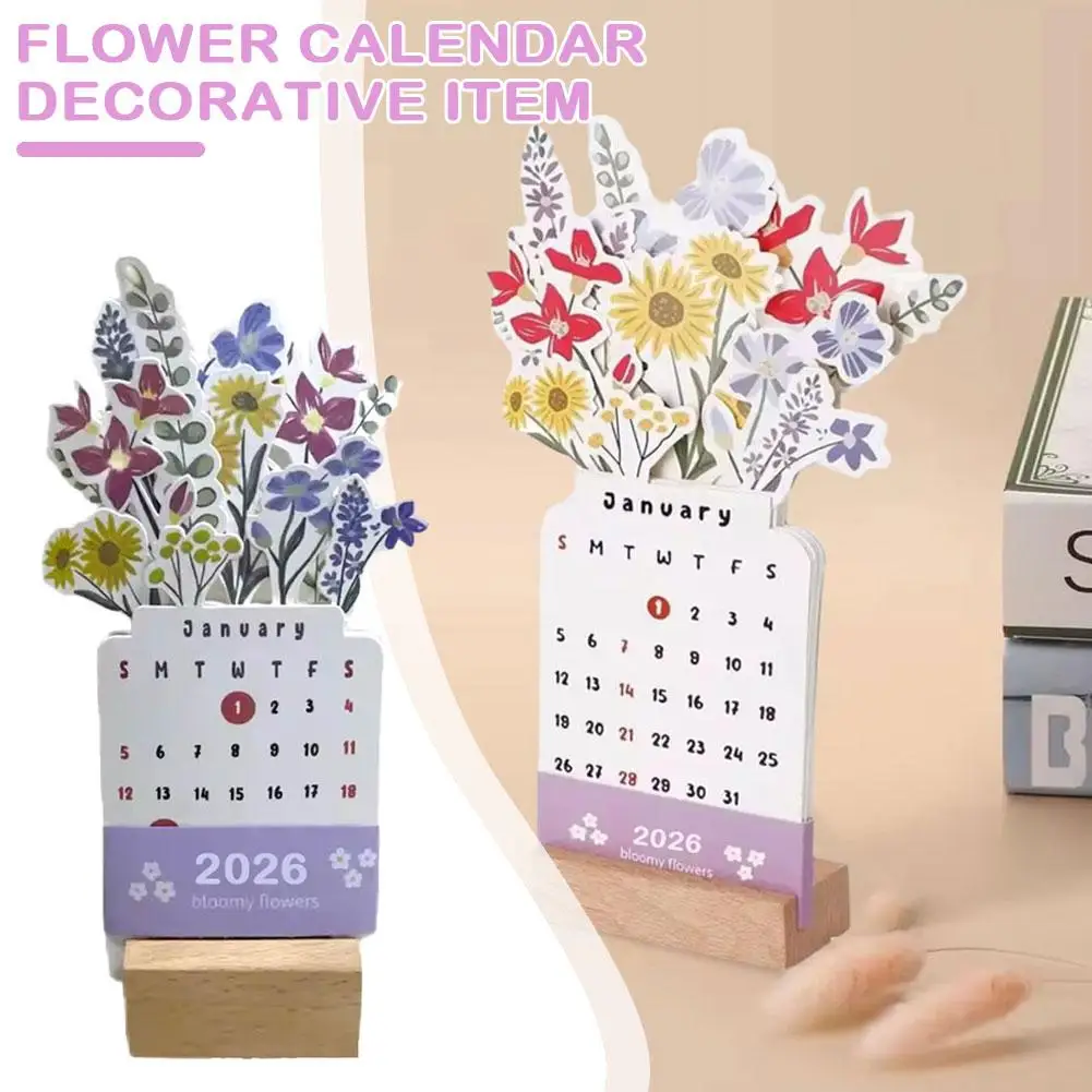 ازدهار الزهور أجندة مكتبية /رزنامة مكتبية تقويم صغير الدائمة مخطط جديد بطاقة سطح المكتب سنة التقويم مزهرية خشبية شهرية مثل مكتب Cale O0M7 #3