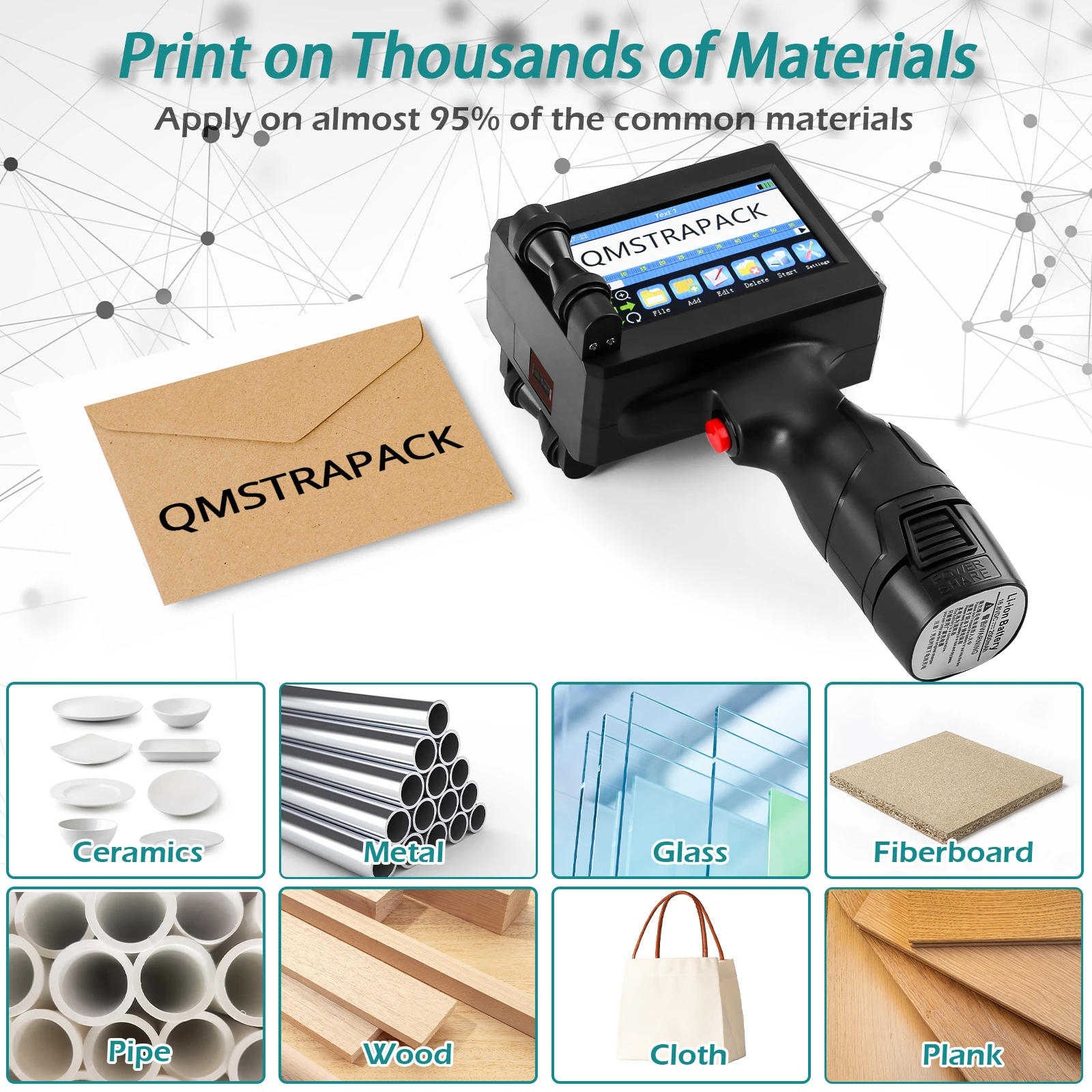 Portable 12.7mm Handheld Inkjet Printer for Text QR Barcode Batch Number Logo Expiry Date Label Coding Machine Non-encrypted