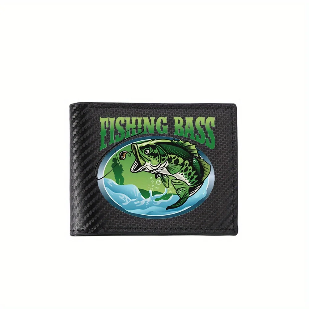 Anzuelo de pesca de lubina verde, carteras para hombre con salpicaduras de agua, diseño de impresión moderno y elegante de negocios Simple, regalos para padre, novio Chr