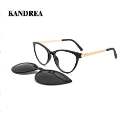 KANDREA Fashion Cat Eye Sunglasses Women 2 In 1 Magnetic Optical Myopia Eyeglasses Popular Prescription Glasses Frame CD6817