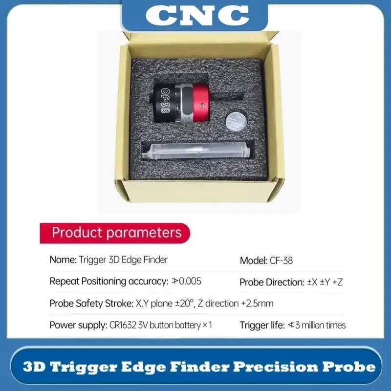CNC 3D Trigger Edge Finder High Precision Touch Probe CNC Milling Machine Three-Coordinate Centring Rod Tool Setter CF-38