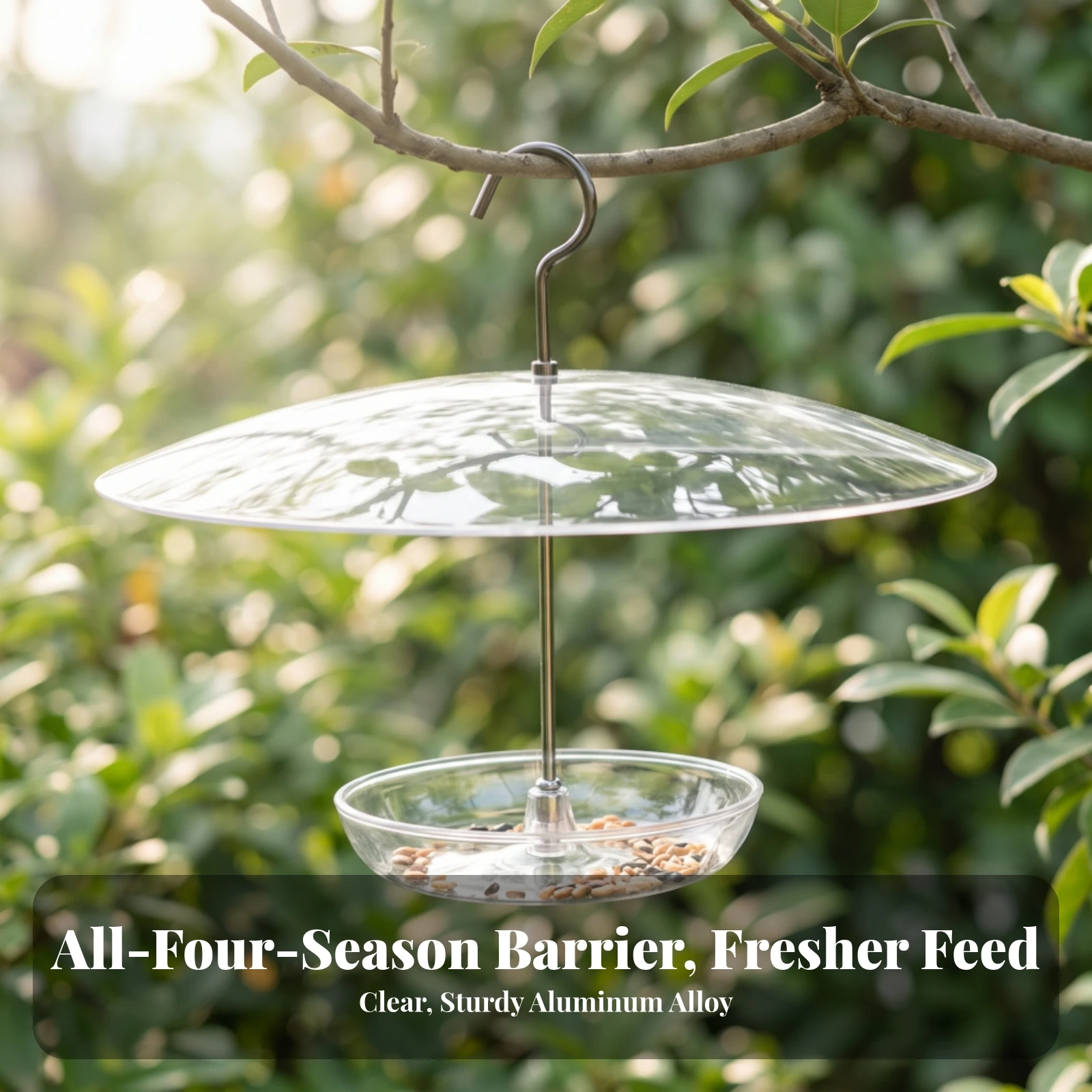 Bird Feeder Rain Cover Rust-Resistant Bird Feeder Guard with Metal Hook Hanging Dome Cover Heavy-Duty Large for Gardeners