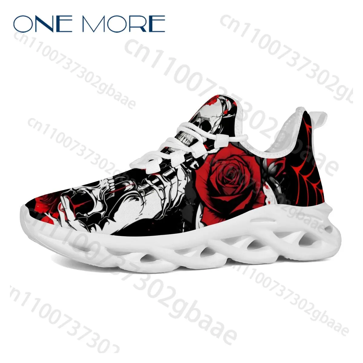 Cool Skull Design Red Black Color Blocking Men's Lace Up Run Shoes Personality Pattern Print Boy Girl Man Woman Cushion Sneakers
