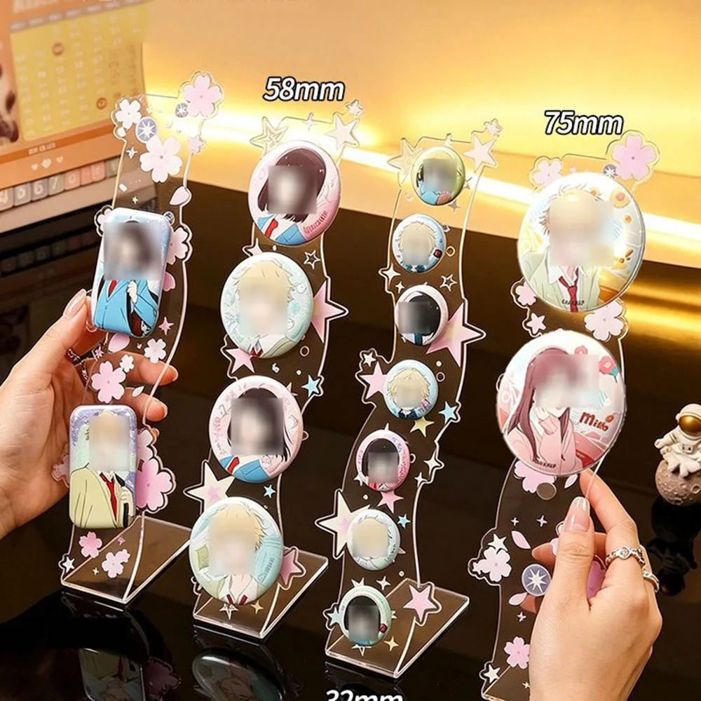 Wavy Acrylic Magnetic Badge Display Stand Anime Button Gumi Pin Holder Frame Desktop Collectible Decor for Photography