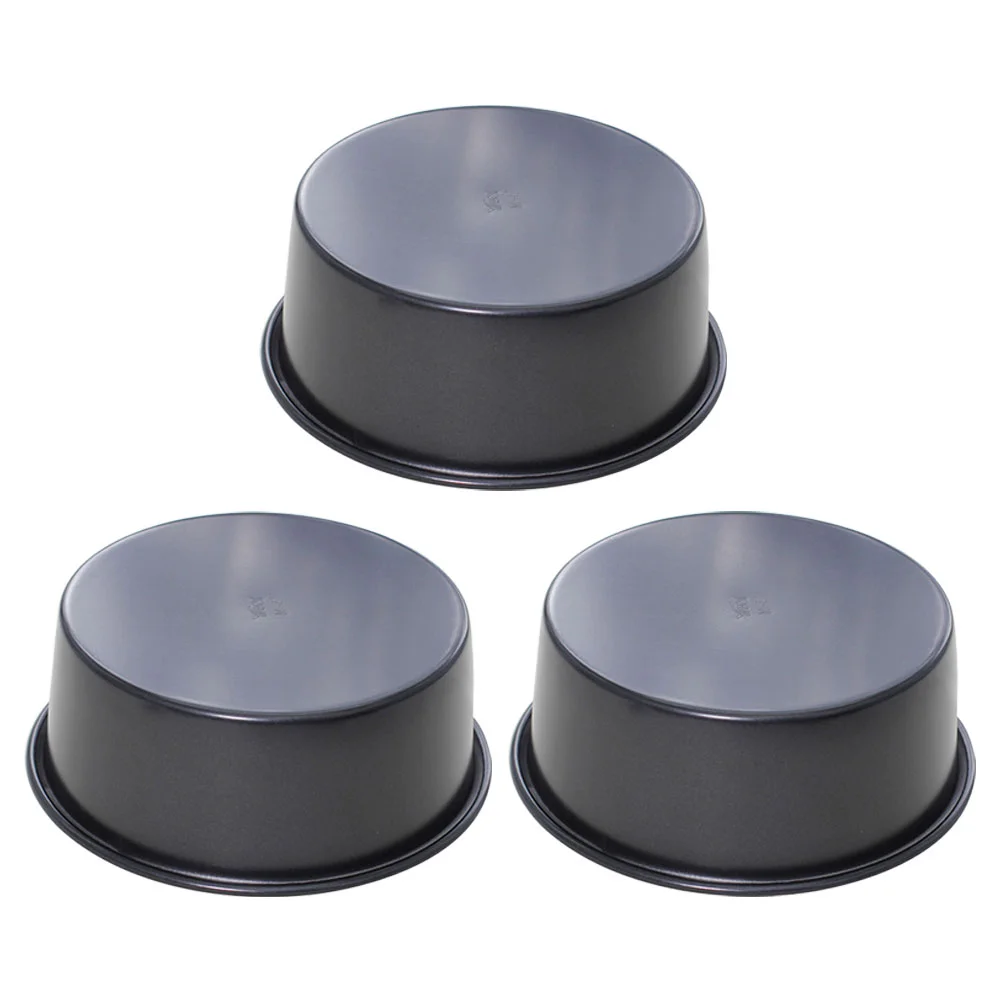 

3 Pcs Round Cake Pans Non Stick Mold 4 Inch Baking Tart Plate Nonstick Black Small