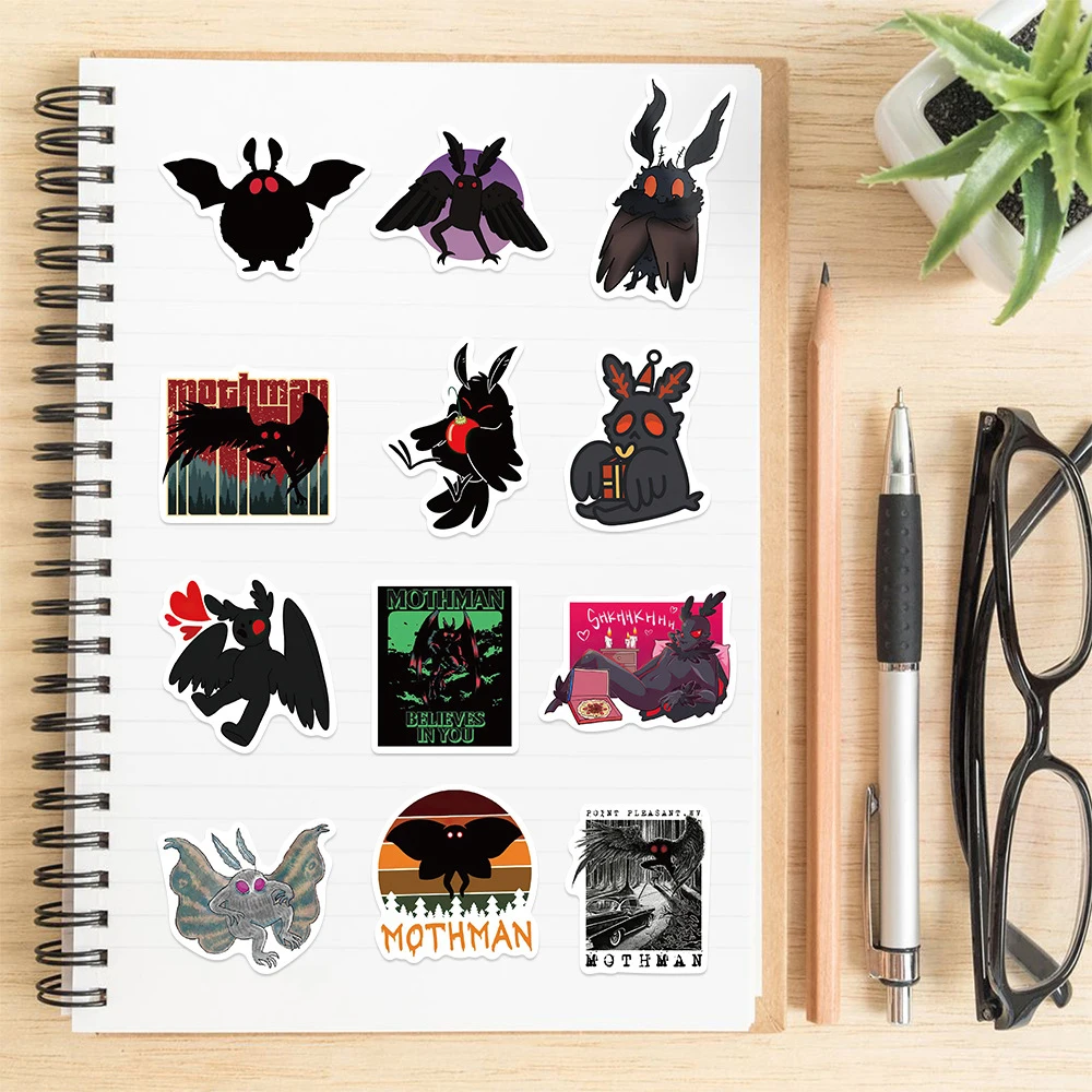 10/30/50Pcs Horreur Dessin Animé Anime Mothman Autocollants Graffiti Ordinateur Portable Skateboard Moto PVC Cool Autocollant Étanche Jouets Pour Enfants