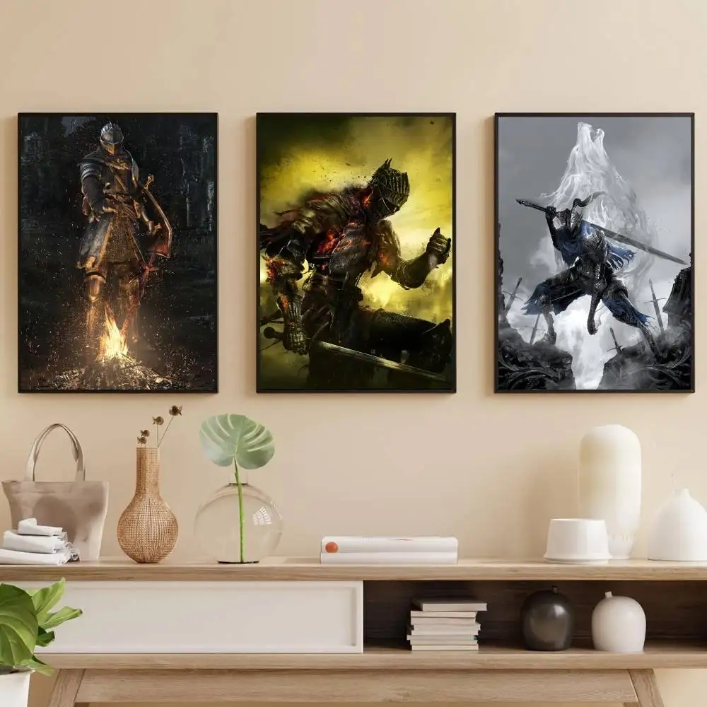 

Game D-Dark Souls Poster Self-adhesive Art Waterproof Paper Sticker Coffee House Bar Room
