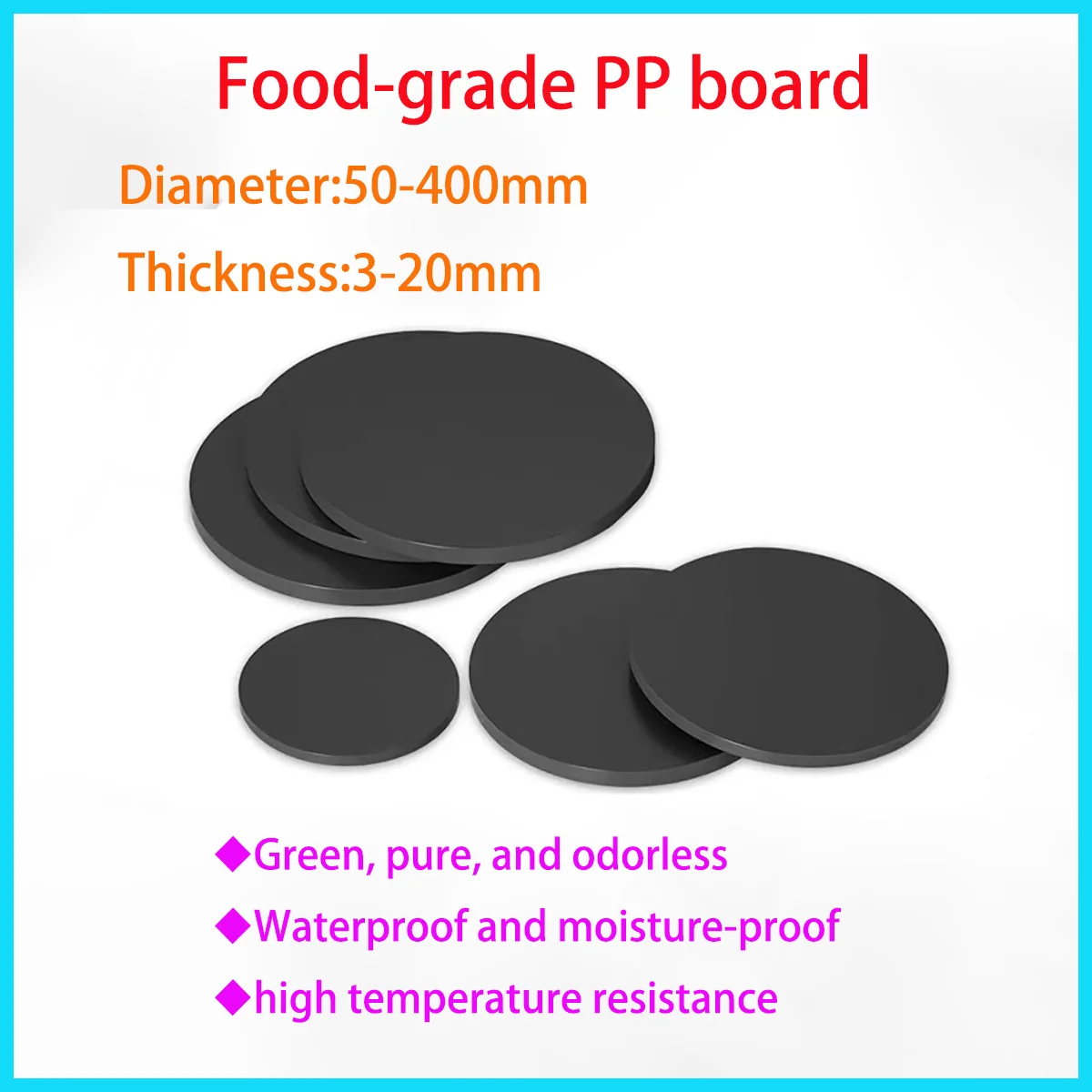 

Food-Grade Black PP Circular Plastic Board, Hard, Wear-Resistant And Waterproof Board Pad Can Be Processed And Customized