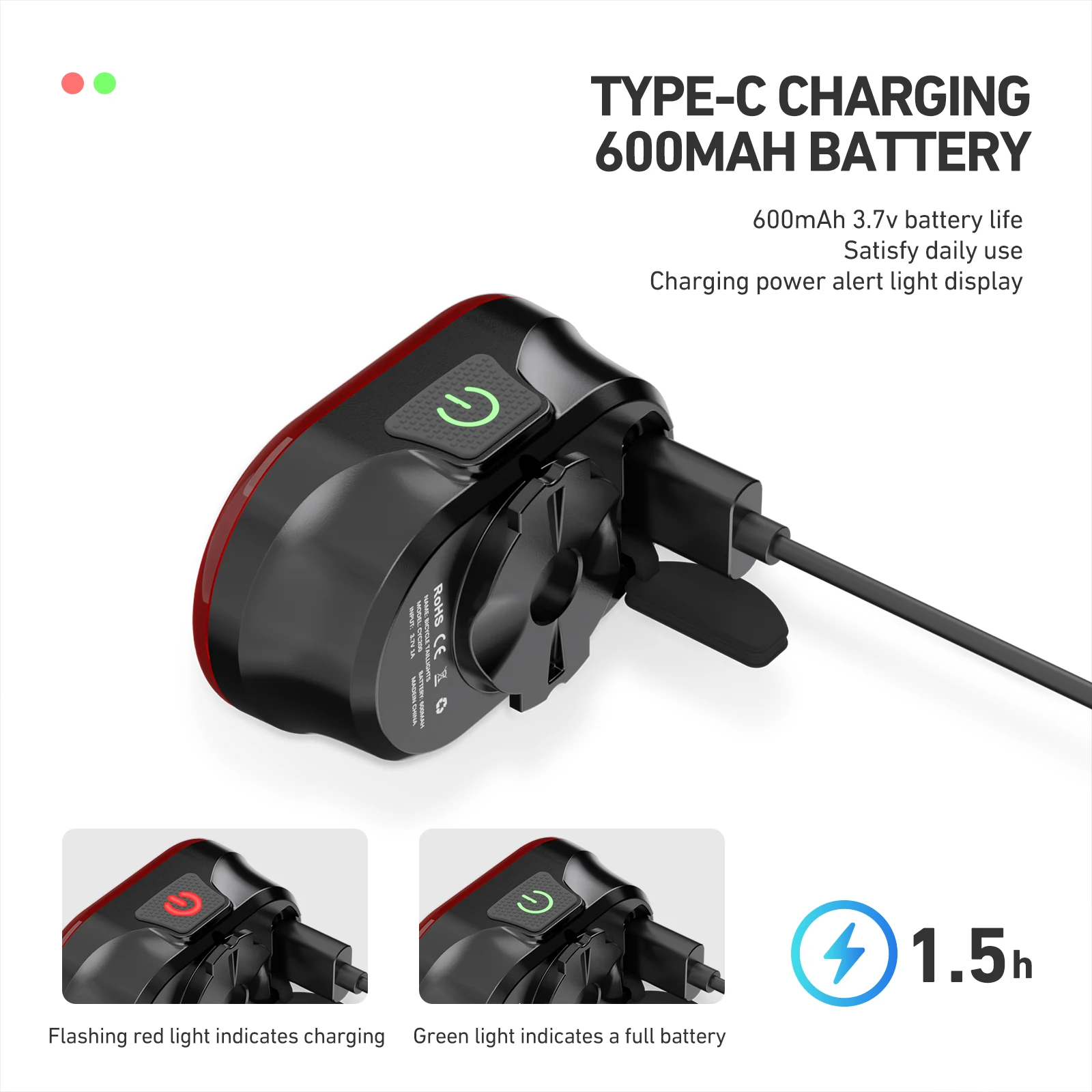 CYCLAMI CY300T Bicycle Smart Brake Sensing Front Rear Light Waterproof MTB Road Bike Lights Cycling Accessories image 5