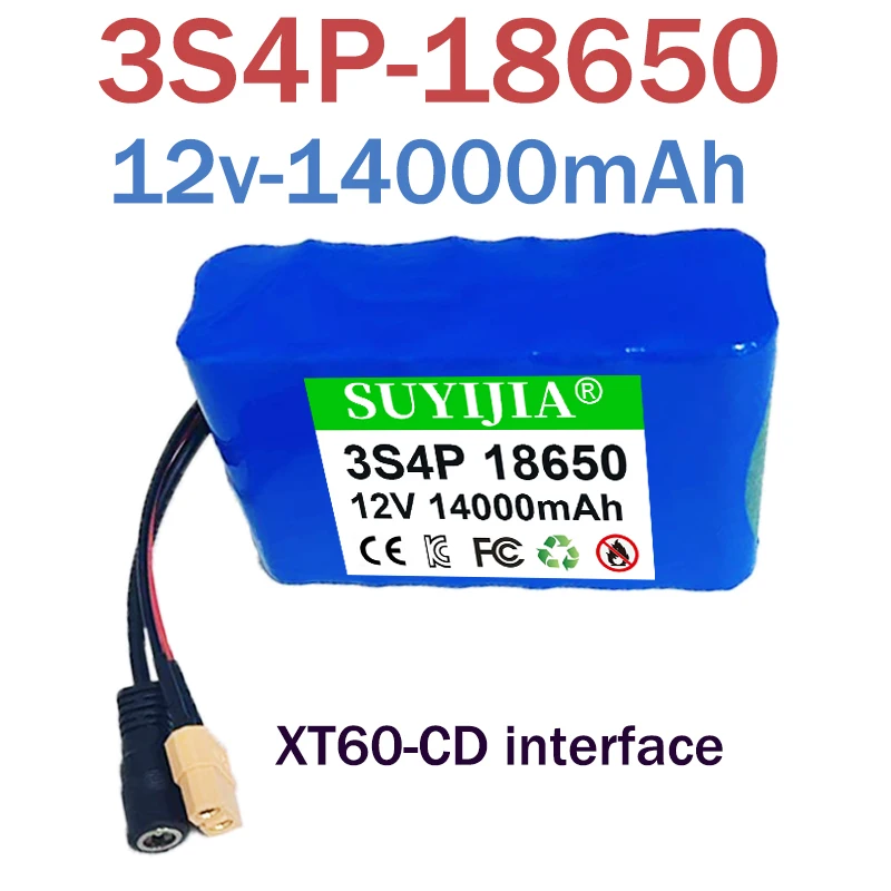 

3S4P, 12 В, 14 Ач, 18650, литиевая аккумуляторная батарея, широко используется: инструменты, светодиодное освещение, дорожные знаки, корабль, БПЛА, динамик и т. д.