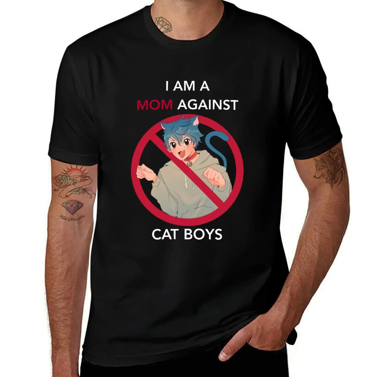 

(WHITE TEXT VERS.) I AM A MOM AGAINST CAT BOYS T-Shirt T-shirts oversize oversize t-shirts man Blouse mens workout shirts