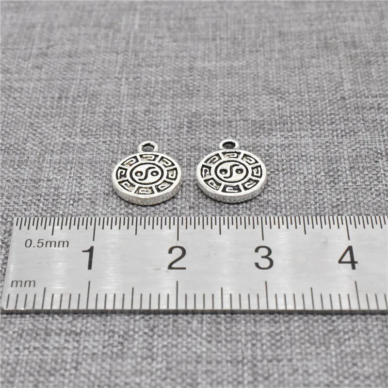 2 Pieces Chinese Feng Shui Tai Chi Charms Double Sided in 925 Sterling Silver for Necklace and Bracelet Making