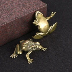Solid Brass Toad Figurines Miniatures Tea Pet Table Toy Ornament Decoration Crafts Accessories Lucky Copper Animal Statues Decor