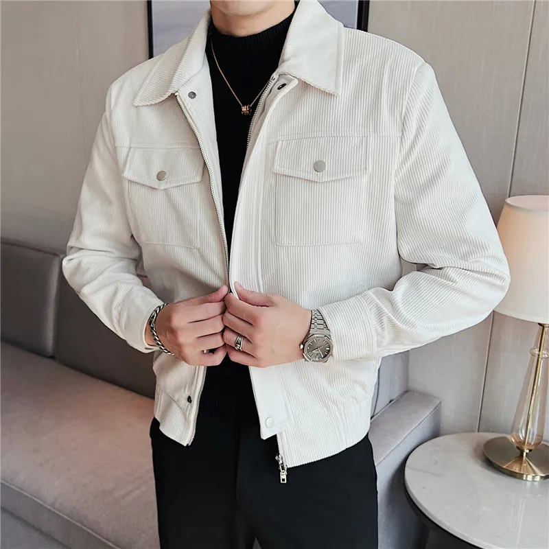 Brand Clothing High Quality for Men Casual Business Jackets/Male Slim Fit Corduroy Stripes Thick Keep Warm Coats S-2XL