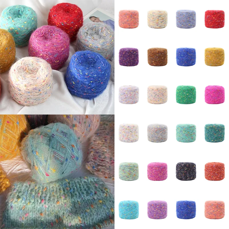 

100g/Ball Rainbow Color Dot Mohair Yarn Soft Cashmere Wool Yarn DIY Hand-woven Scarf Shawl Hats Yarn Knitting Crochet Threads