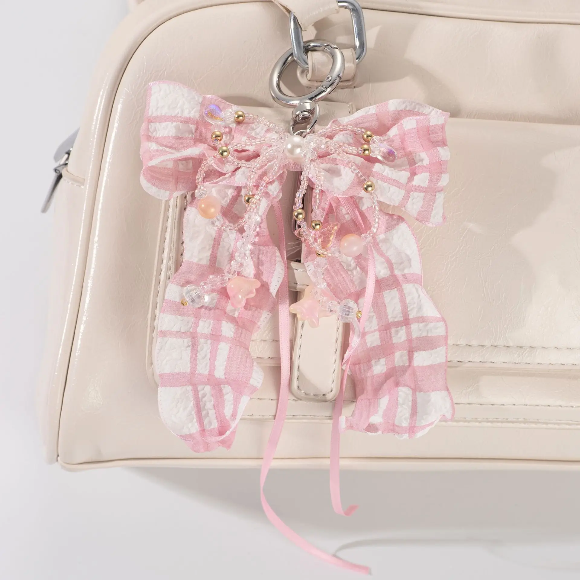 Women's Bag Pendants New Korean Bow Pearl Rhinestone Gentle Sweet Exquisite Simple Versatile Fashionable Bag Charms Keychains