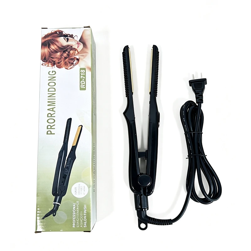 Electric adjustable temperature two-in-one ultra-thin voluminous flat iron for professional straightening and curling