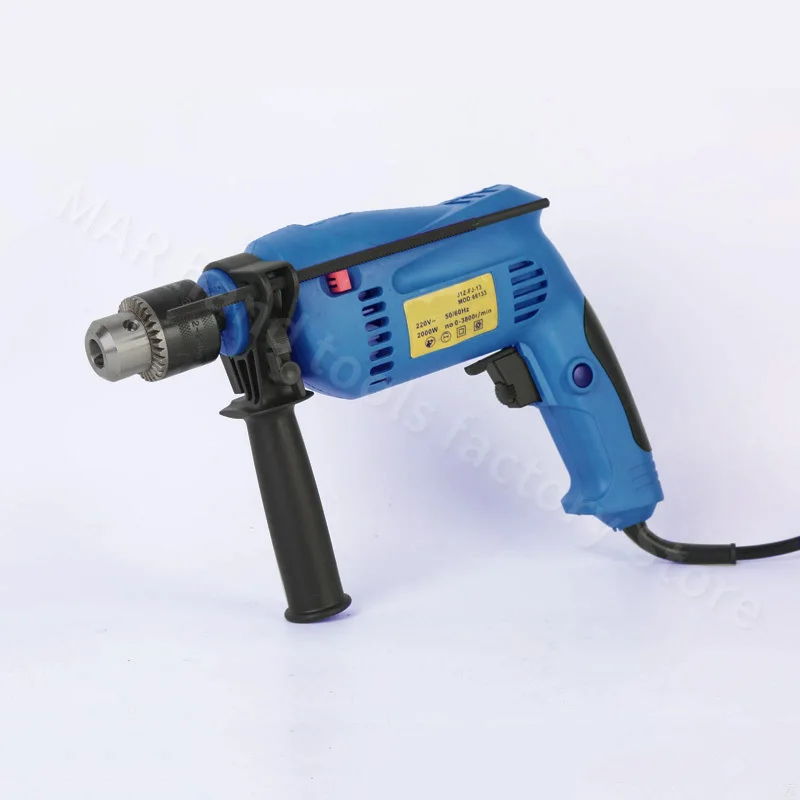 Perceuse électrique, perceuse à percussion portative, pistolets de forage plat, 220V 2000W 3800RPM, perceuse multifonctionnelle à vitesse réglable