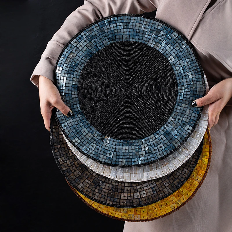 Western Food Placemat Luxury Home Hotel Insulation Pads Dining Table Handmade Beaded Kitchen Cup Tableware Coaster