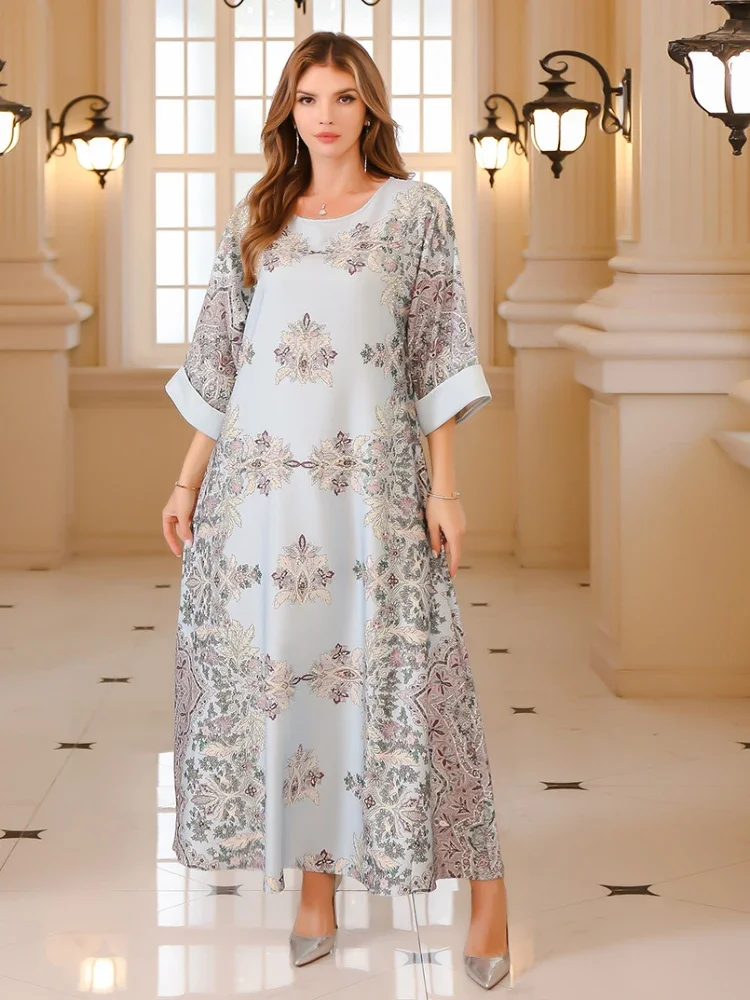 Eid Muslim Party Dress for Women Ramadan Abaya Diamond Long Dress Morocco Kaftan Vestidos Largos Dubai Turkey Robe Jalabiya 2024