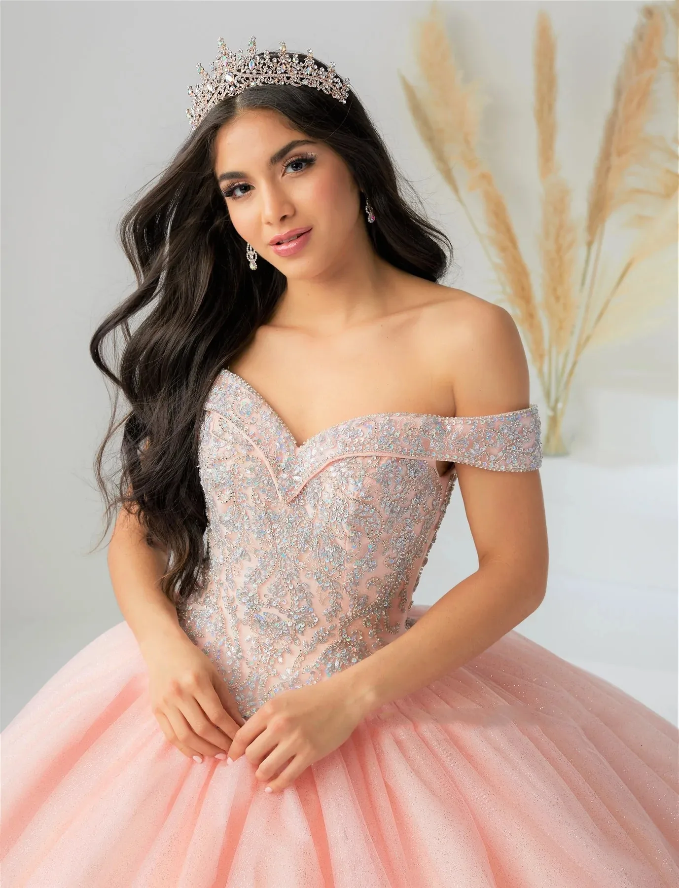 Vestidos de quinceañera champán, vestido de baile sin hombros de tul con cuentas mexicanas dulces 16 vestidos 15 años