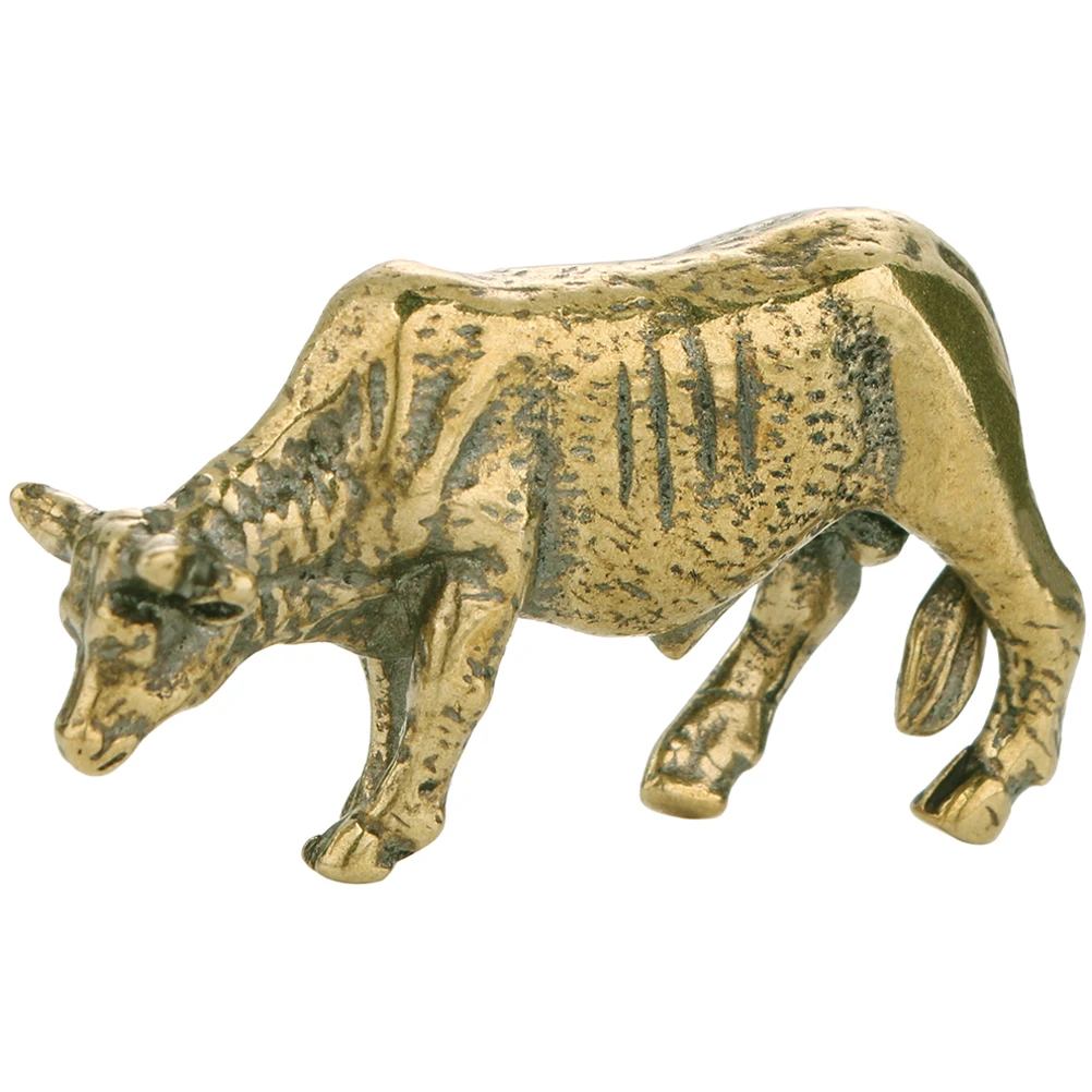 

Retro Copper Ornaments Vintage Craft Brass Animal Figurine Office Decor Solid Copper Sculpture Desktop Ornament Bull